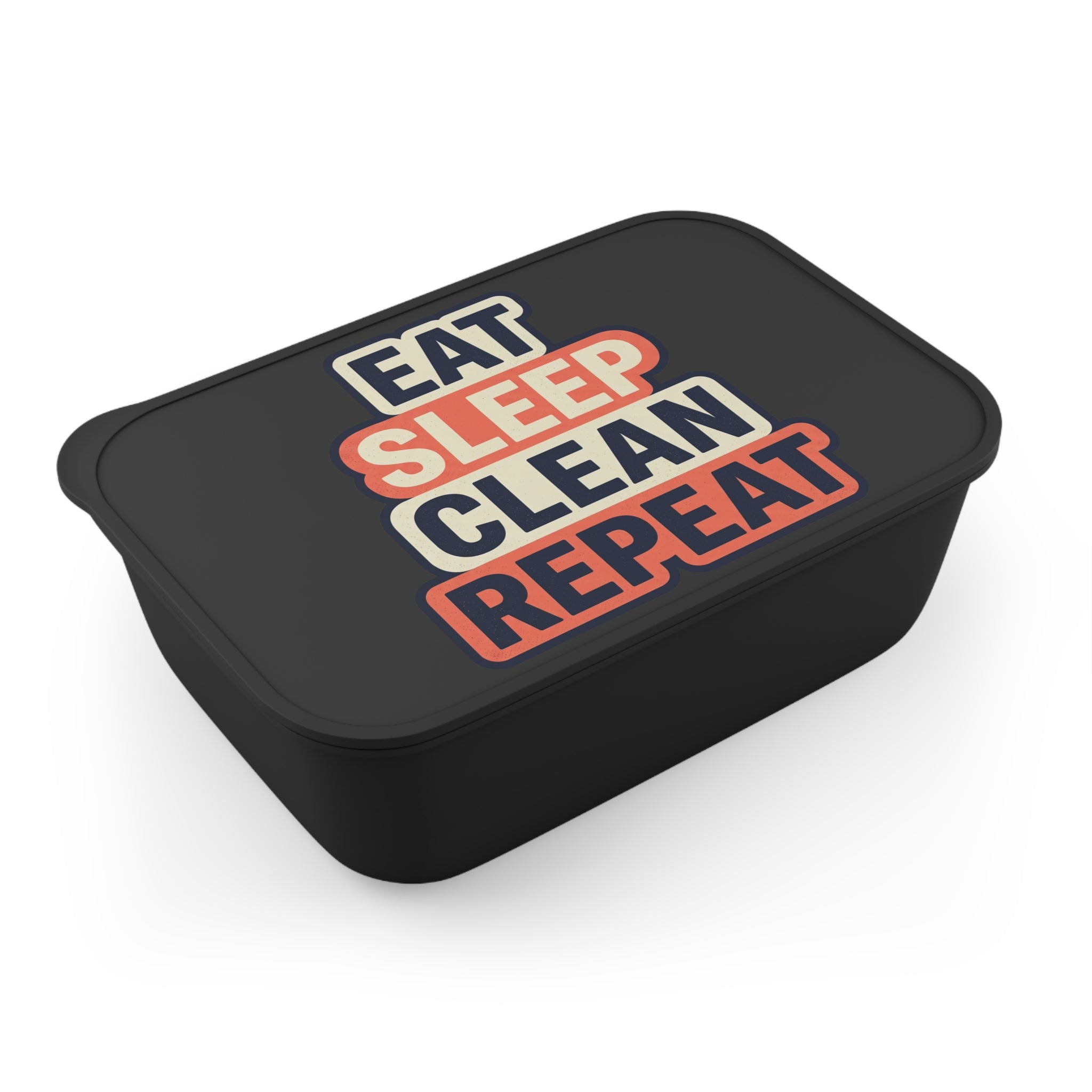 Bento Box - "Eat Sleep Clean Repeat" Reusable Lunch Container with Utensils