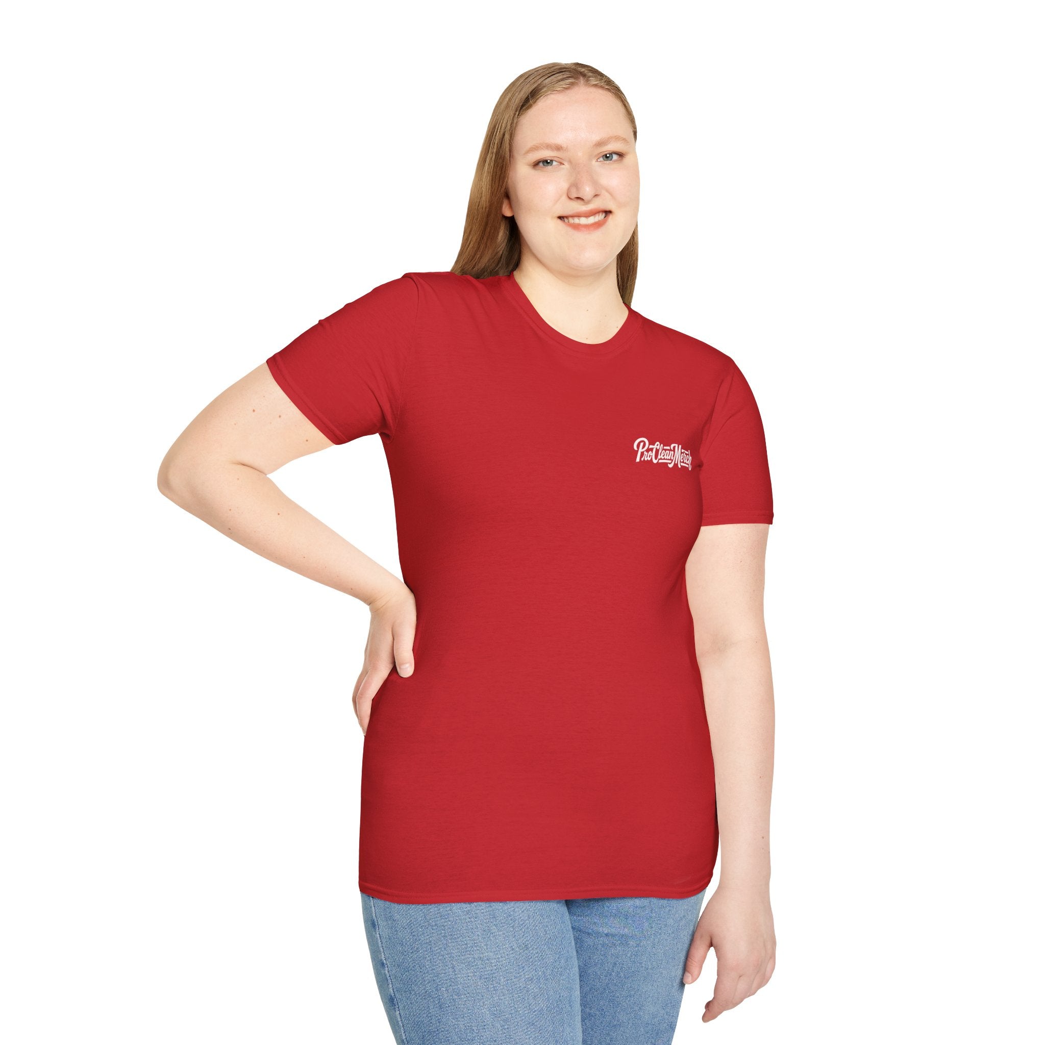 T-Shirt — Casual Olive Graphic Tee with 'Pro Clean Merch' Script Logo