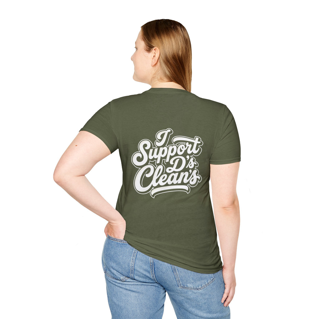 T-Shirt — Casual Olive Graphic Tee with 'Pro Clean Merch' Script Logo