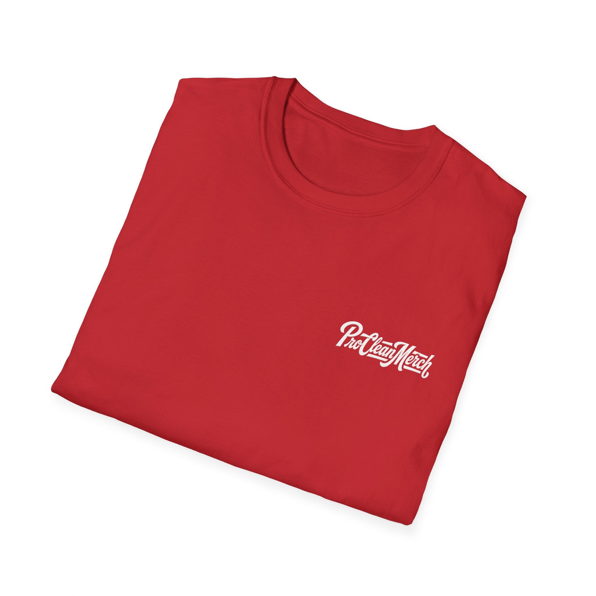 T-Shirt — Casual Olive Graphic Tee with 'Pro Clean Merch' Script Logo