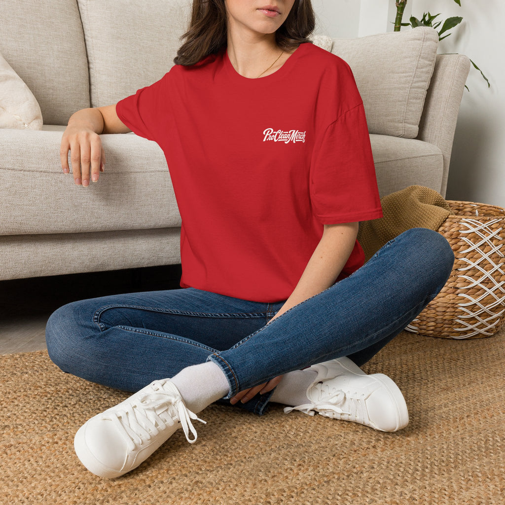 T-Shirt — Casual Olive Graphic Tee with 'Pro Clean Merch' Script Logo