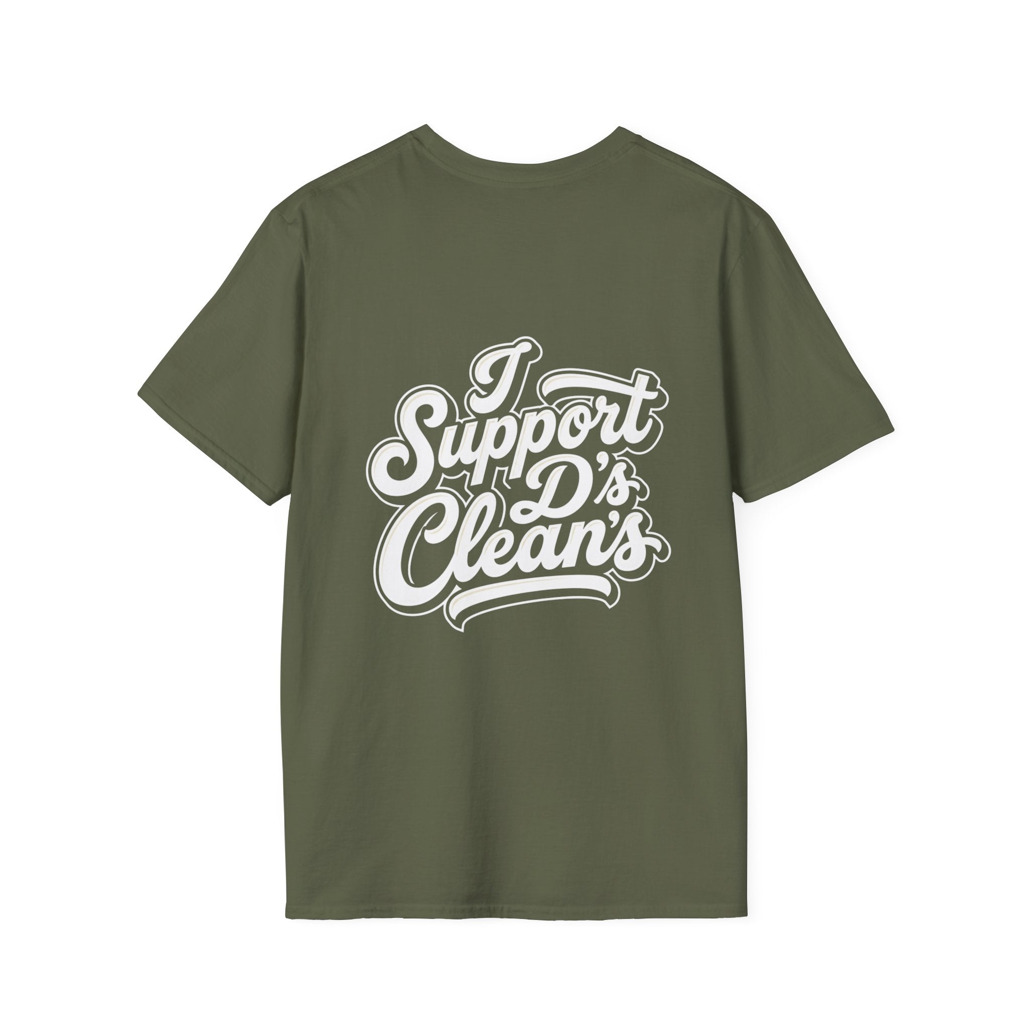 T-Shirt — Casual Olive Graphic Tee with 'Pro Clean Merch' Script Logo