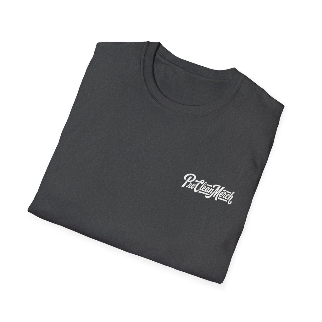 T-Shirt — Casual Olive Graphic Tee with 'Pro Clean Merch' Script Logo